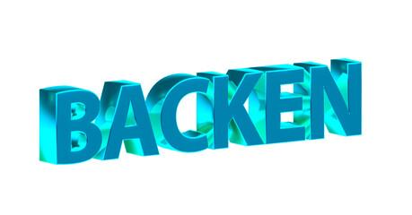 Backen - hellblaue plakative 3D-Schrift, Kuchen, Gebäck, Schrift, Weihnachten, Plätzchen, Rendering, gerendert, Freisteller