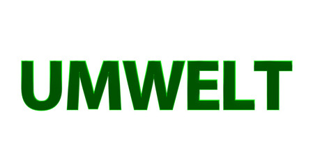 Umwelt - grüne plakative 3D-Schrift, Klimawandel, Recycling, Nachhaltigkeit, Natur, Naturschutz, Umweltverschmutzung, Greenwashing, Abfall, Renderin, Freisteller
