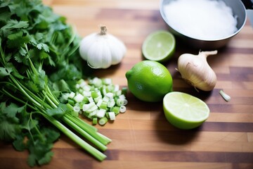 salsa verde ingredients: garlic, lime, jalapeno