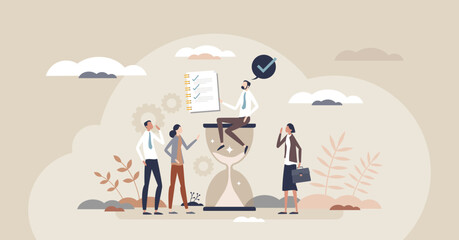 Accountability in business for honest and ethical company tiny person concept. Clear financial reports and liability in information vector illustration. Responsibility in professional work attitude. - obrazy, fototapety, plakaty
