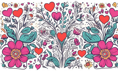 Fototapeta premium Blossoming love - floral heart St Valentine's Day concept background. AI illustration, digital art