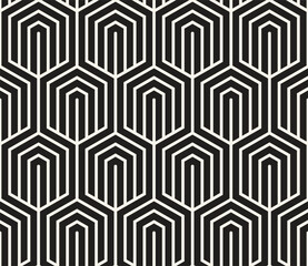 Vector seamless pattern. Repeating geometric elements. Stylish monochrome background design.