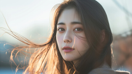 Fototapeta premium 外回りの営業をする若い女性
