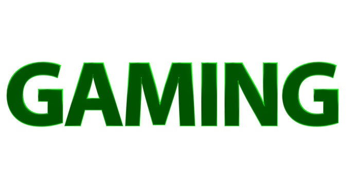 Gaming - gr&uuml;ne  plakative 3D-Schrift, Computerspiele, 3D-Schrift, plakativ, Rendering, gerendert, Freisteller, Alphakanal

