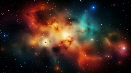 Colorful Cosmic Nebula in Deep Space Astronomy Background