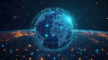 Obraz premium The interconnected globe in a digital network of unity