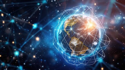 Fototapeta premium The interconnected globe within a digital network of global aspirations