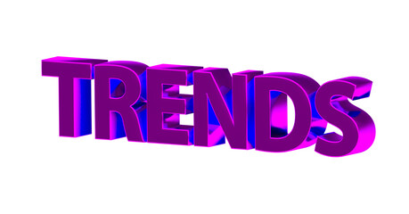 Trends - pinke plakative 3D-Schrift, Innovation, Modern, Aktuell, Entwicklung, Forschung, Mode, Technologie, Rendering, gerendert, Freisteller, Alphakanal
