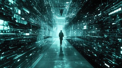 The surreal fusion of reality and code in the depths of cyberspace