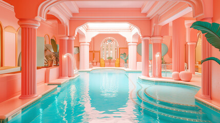 Pastel Paradise: Serenity at the Vintage Pool