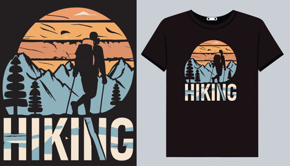 Hiking t-shirt design, outdoor mountain adventure