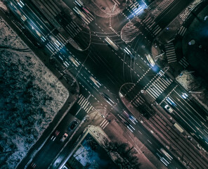 Ulica Pilsudskiego we Wroclawiu w nocy © sopthedrone