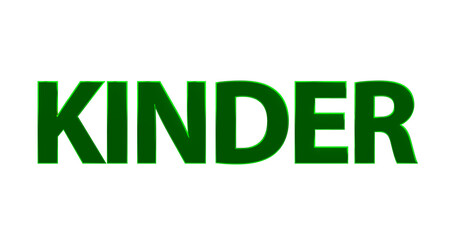 Kinder - grüne plakative 3D-Schrift, Jungen, Mädchen, Generation, Kindheit, Erziehung, Kleinkinder, Babys, Spielen, Schule, Bildung, Freisteller, Rendering
