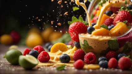 Fototapeta premium fruit salad with berries