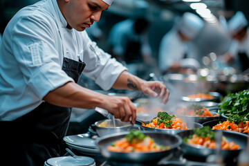 Elegant Fine Dining Experiences, chef decorates dishes