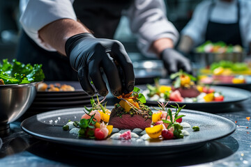 Elegant Fine Dining Experiences, chef decorates dishes