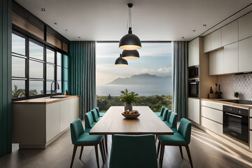 Luxury modern and vintage turquoise interior