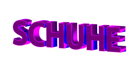 Schuhe - pinke plakative 3D-Schrift, , Schuhgeschäft, Trend, Mode, Sneaker, Stiefel, Sandalen, Sportschuhe, Freisteller, Rendering
