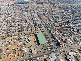 Obraz na płótnie Canvas view of township street south africa
