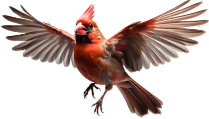 Foto op Canvas northern cardinal bird isolated in flight png. red winged blackbird png. red bird in flight png. winter bird flying © Divid