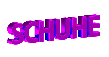 Schuhe - pinke plakative 3D-Schrift, , Schuhgeschäft, Trend, Mode, Sneaker, Stiefel, Sandalen, Sportschuhe, Freisteller, Rendering
