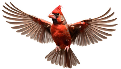 northern cardinal bird isolated in flight png. red winged blackbird png. red bird in flight png. winter bird flying © Divid