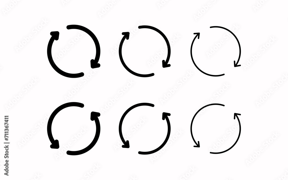 Aufkleber refresh arrow icons. line, set of arrows in a circle, relog button design. vector icon