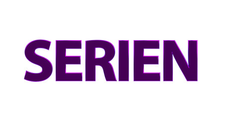 Serien - violette plakative 3D-Schrift, Fernsehsendungen, Streaming, Drama, Komödie, Thriller, Sci-Fi, Freisteller, Rendering
