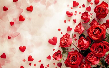 Saint valentine romantic love background with roses and hearts