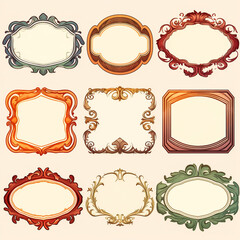 Set of decorative frames vector illustration with all separated elements.