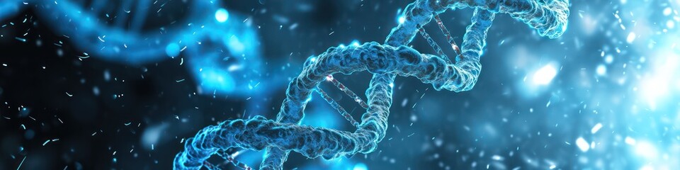 Abstract blue DNA molecular tech background. Generative AI