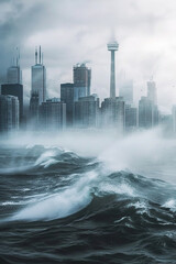 City Windswept landscapes during windy weather.