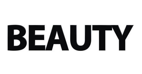 Beauty schwarze plakative 3D-Schrift, Schönheit, Hautpflege, Make-up, Kosmetik, Wellness, Nageldesign, Lippenstift, Rouge, Gesichtspflege, Sonnenschutz, Frisuren, Maniküre, Rendering, Freisteller