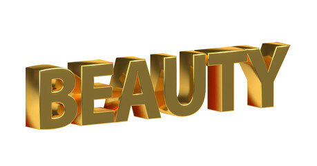 Beauty goldene plakative 3D-Schrift, Sch&ouml;nheit, Hautpflege, Make-up, Kosmetik, Wellness, Nageldesign,  Lippenstift, Rouge,  Gesichtspflege, Sonnenschutz, Frisuren, Manik&uuml;re, Rendering, Freisteller