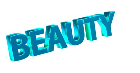 Beauty türkise plakative 3D-Schrift, Schönheit, Hautpflege, Make-up, Kosmetik, Wellness, Nageldesign,  Lippenstift, Rouge,  Gesichtspflege, Sonnenschutz, Frisuren, Maniküre, Rendering, Freisteller