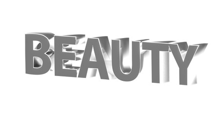 Beauty silberne plakative 3D-Schrift, Schönheit, Hautpflege, Make-up, Kosmetik, Wellness, Nageldesign,  Lippenstift, Rouge,  Gesichtspflege, Sonnenschutz, Frisuren, Maniküre, Rendering, Freisteller