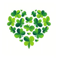 Symbol of Love and Luck: A Heart of Vibrant Green Clovers - Generative AI