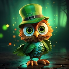 Enchanting Owl Dressed as Leprechaun for St. Patrick's Day Delight - Generative AI