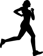 Silhouette of beautiful female athlete running Vector silhouette illustration