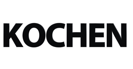 Kochen - schwarze plakative 3D-Schrift, Kochen, Rezepte, Zubereitung, Lebensmittel, Gerichte, Kochkunst, Genuss, Küche, Rendering, Freisteller, Alphakanal.