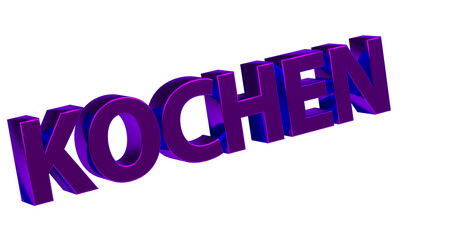 Kochen - plakative  pinke violette 3D-Schrift, Kochen, Rezepte, Zubereitung, Lebensmittel, Gerichte, Kochkunst, Genuss, Küche, Rendering, Freisteller, Alphakanal.