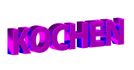 Kochen - plakative  pinke violette 3D-Schrift, Kochen, Rezepte, Zubereitung, Lebensmittel, Gerichte, Kochkunst, Genuss, Küche, Rendering, Freisteller, Alphakanal.