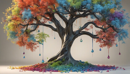 a series of photos of beautiful, picturesque trees full of colors