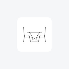Dining Table grey thin line icon outline icon, pixel perfect