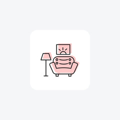 Fototapeta premium Living Room color shadow line icon outline icon, pixel perfect