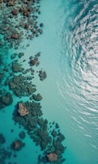 Fototapeta na wymiar Aerial View of Coral Reefs in Turquoise Waters