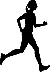 Fototapeta na wymiar Silhouette of beautiful female athlete running Vector silhouette illustration