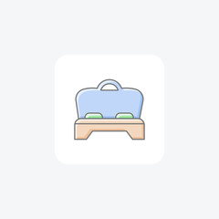 Bed awesome lineal color icon outline icon, pixel perfect