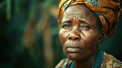 Expressive face of an elderly African woman