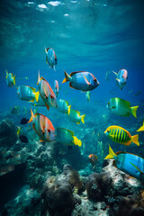 Naklejka na ściany i meble A variety of fish in their natural habitat